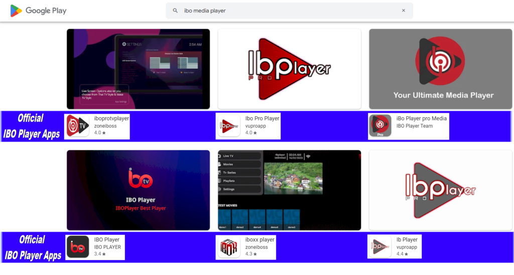 IBO Player official Google PlayStore apps.